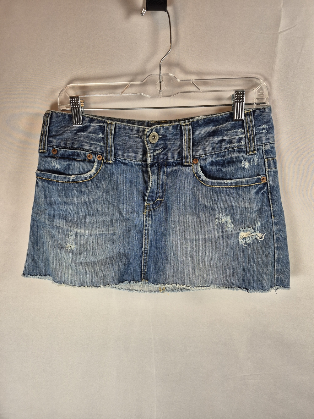 American Eagle Outfitters Y2k Light Blue Distressed Denim Mini Skirt Size 6